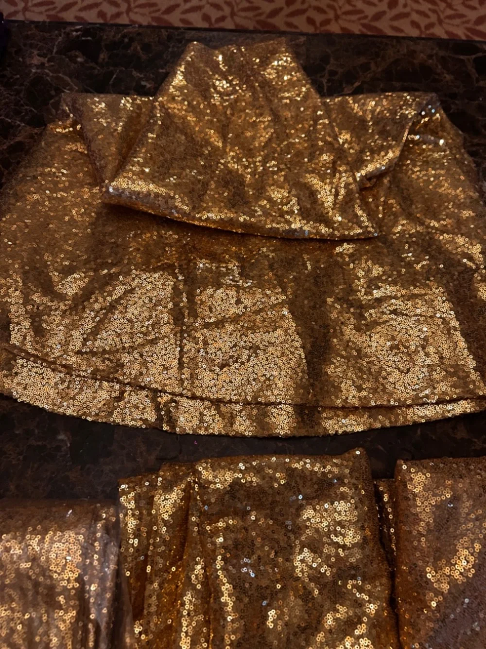 Round Gold sequin tablecloth  bought extras open package but never used